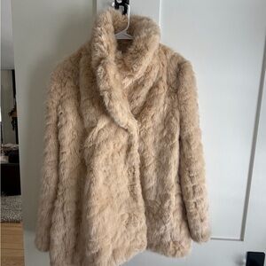 Zara Women's Faux Fur Coat - Tan